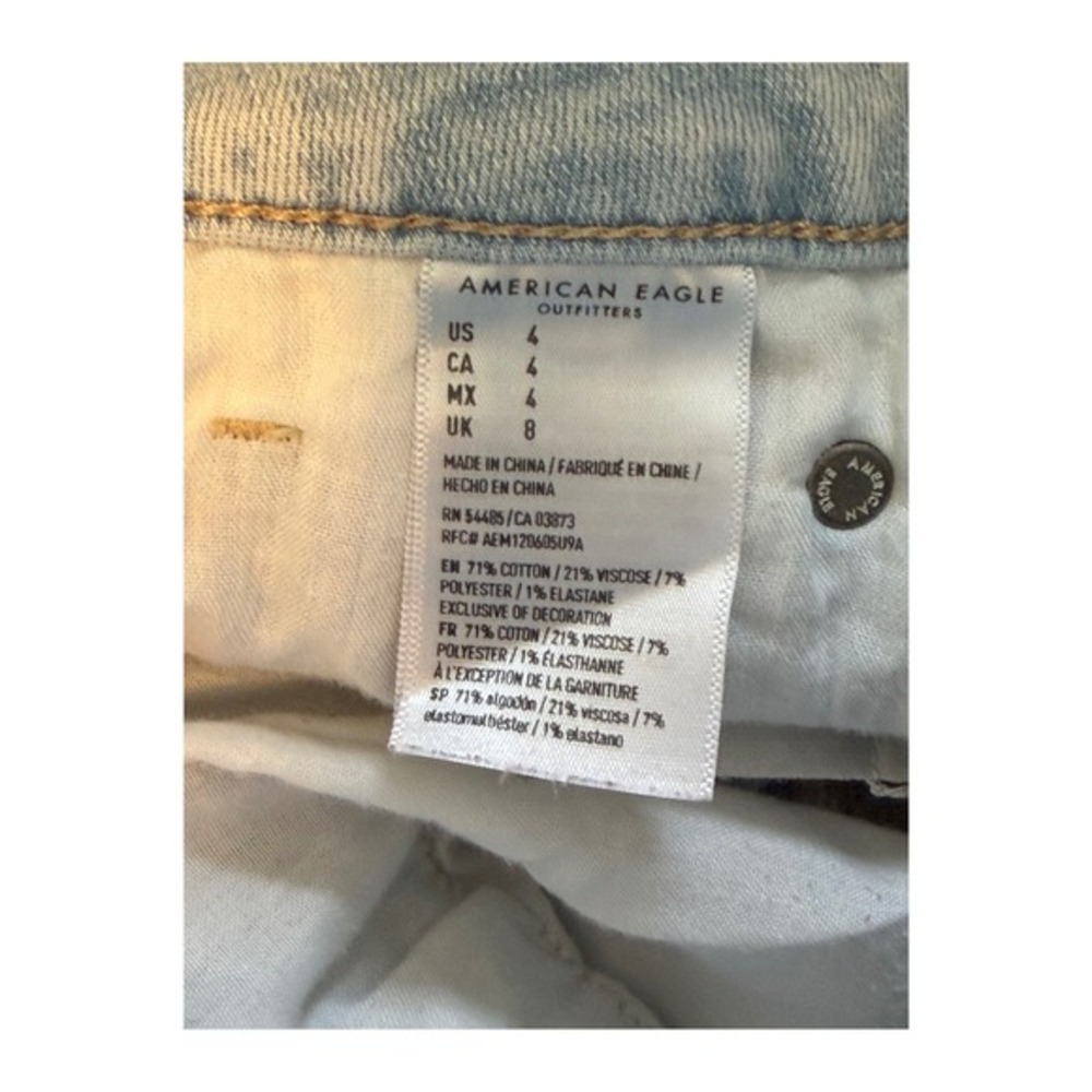 American Eagle Outfitters High Rise Shortie Jean Short Light Wash Denim 4 - Picture 4 of 7